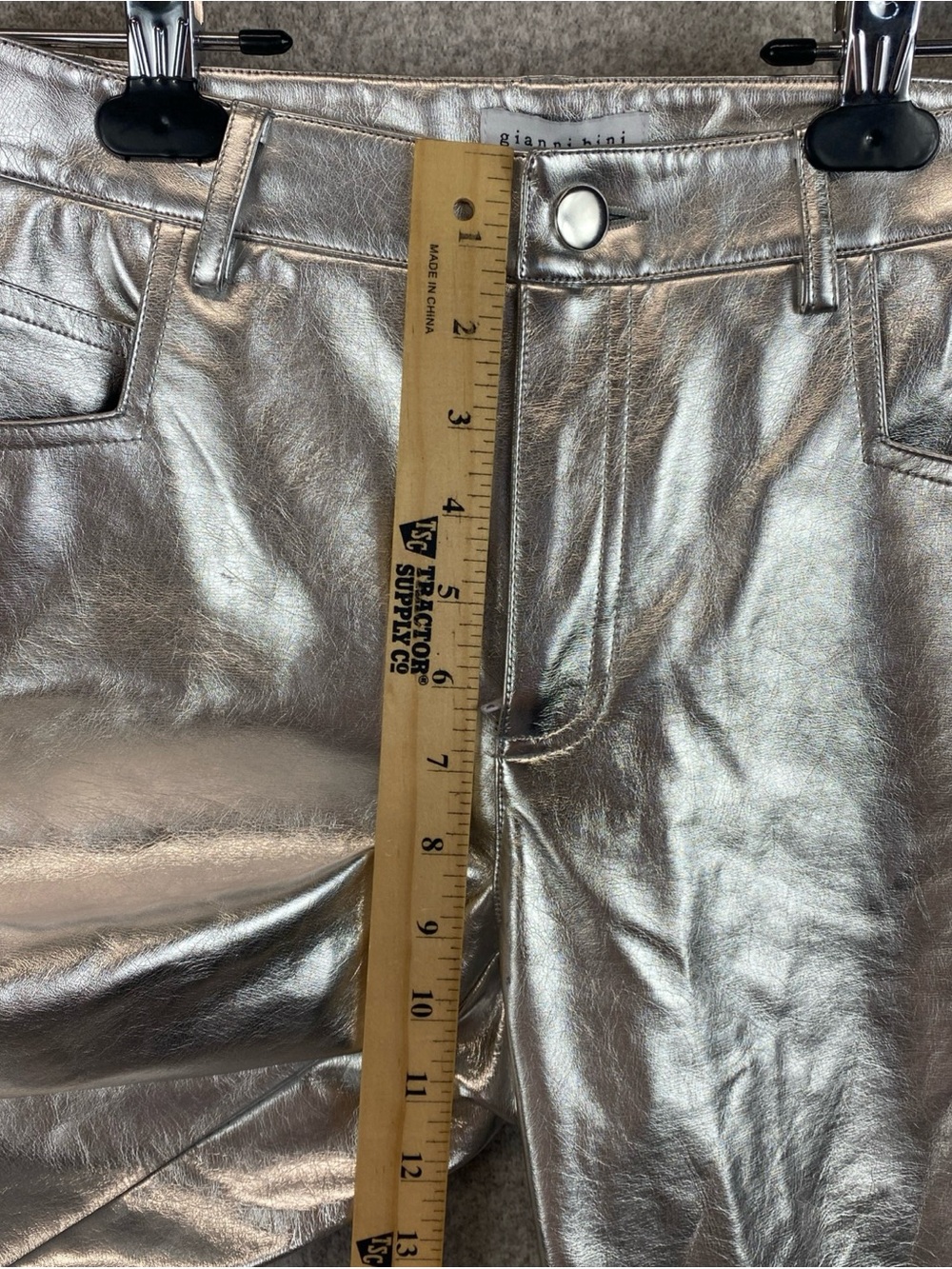 Gianni Bini Tatania Metallic Silver Pants Sz 26 Mod Retro Disco Punk - Picture 5 of 11